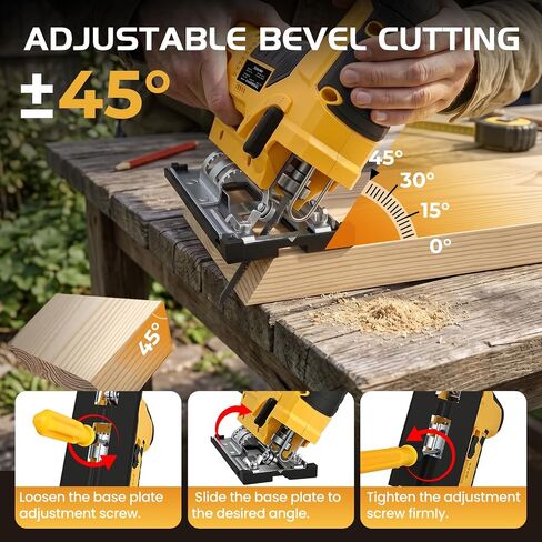 Jigsaw Cordless Compatible with DeWALT 20V MAX Battery, Barrel Grip Jig Saw Brushless, 7 Speed, 3 Orbital Settings, Vacuum Adapter, 45° Bevel Cutting, LED Light, Bare Tool for Wood, Plastic, Metal in Kuwait