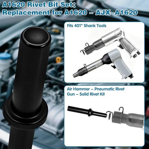 Air Hammer Rivet Tool Solid Brazier Head Set, Pneumatic Air Rivets Gun Setting Tool for Aluminum Steel Universal Dome, 3/16 in Fits .401 in Shank, Pop Chain Rivet Setter Kit in Kuwait