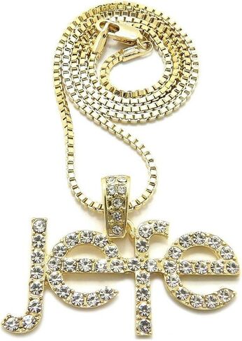 Iced Gold Silver Plated Boss Jefe Pendant & 18" 20" 24" Cuban/Rope/Box Chain Hip Hop Jewelry Necklace in Saudi Arabia