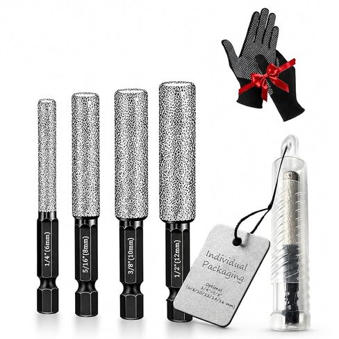 2-in-1 Hexagonal Shank Brazing Dry Drilling Specialized Hole Opener, Diamonds Cores Drill Bits, 6-16mm Brazed Hole Saw Set for Porcelain Tile Marble Granite Glass Ceramic (Silver,1/4"–1/2" (6–12 Mm)) in Kuwait