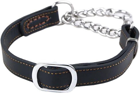 Love Dream Martingale Collars for Dogs, Genuine Leather Training Dog Collar, Stainless Steel Chain Anti-Escape No Pull Dog Collar for Medium Large Dogs (L(15.7"-20.9"), Brown) in Saudi Arabia