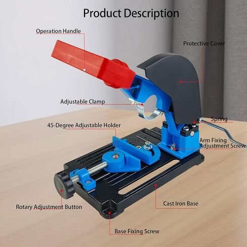 Adjustable Angle Grinder Stand – 38mm–48mm Clamping Range, 0–45° Cutting Angle, Dual-Use Bracket Holder for Angle Grinder & Hammer Drill in Kuwait