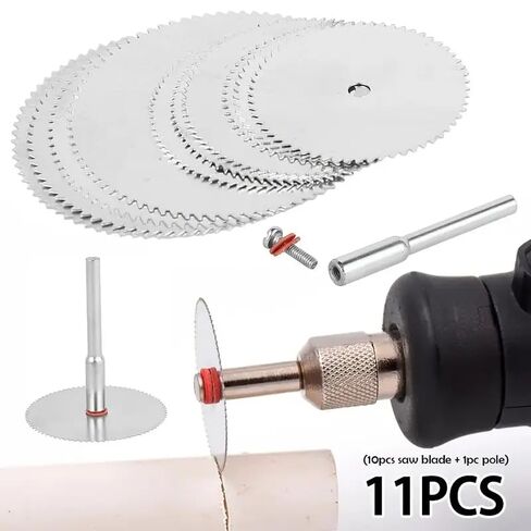 11Pcs/Set Stainless Steel Wood Cutting Disc Rotary Tool Circular Cutoff for Woodworking Tool in Kuwait