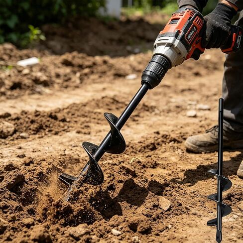 Garden Auger Drill Bit 1.6x8.66 Inch Heavy Duty Bulb Planter Compatible with 3/8 Inch Hex Drive for Planting Bulbs and Digging Holes, S in Kuwait