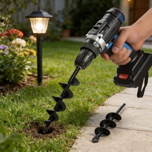 Garden Auger Drill Bit 1.6x8.66 Inch Heavy Duty Bulb Planter Compatible with 3/8 Inch Hex Drive for Planting Bulbs and Digging Holes, S in Kuwait