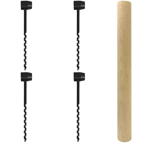 5 PCS Hand Auger Wood Drill Set, Bushcraft Auger Drill Kit with Wooden Handle Stick, Heavy Duty 1 in Eye Wood Drilling Tools for Camping Survival Gear Outdoor Hiking Woodworking in Kuwait