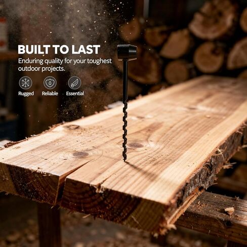5 PCS Hand Auger Wood Drill Set, Bushcraft Auger Drill Kit with Wooden Handle Stick, Heavy Duty 1 in Eye Wood Drilling Tools for Camping Survival Gear Outdoor Hiking Woodworking in Kuwait