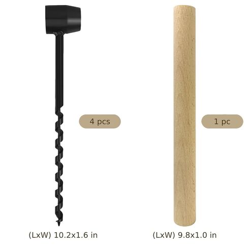 5 PCS Hand Auger Wood Drill Set, Bushcraft Auger Drill Kit with Wooden Handle Stick, Heavy Duty 1 in Eye Wood Drilling Tools for Camping Survival Gear Outdoor Hiking Woodworking in Kuwait