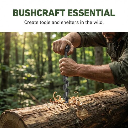 Hand Auger Drill, Heavy Duty Steel Auger Manual Hand Drill Bit Bushcraft Survival Tools for Camping,Outdoor,Hiking,Woodworking(25-230mm) in Kuwait