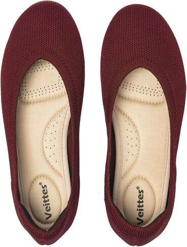 Veittes Women's Wide Width Flats Shoes, Casual Comfortable Slip-On Falts, Breathable Round Toe Office Ballet Flats for Spring Fall in Kuwait