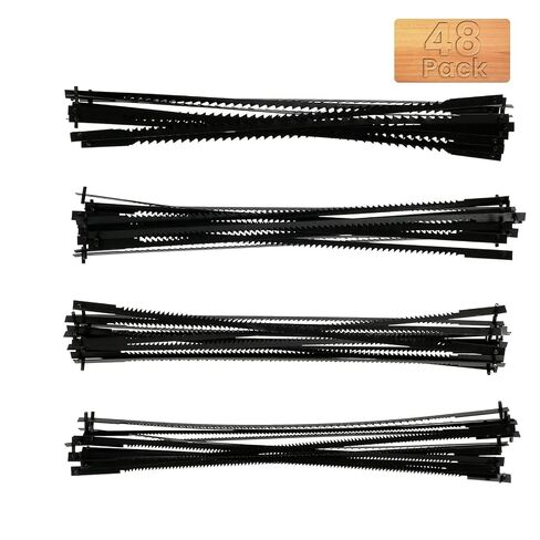 48 Pack Scroll Saw Blade Set, 5 Inch Scroll Saw Blade Pin End Replacement, SK5 Carbon Steel Coping Saw Blade TPI 10/15/18/24 Jig Saw Blades Woodworking Tool for Wood Metal Plastic Cutting in Kuwait
