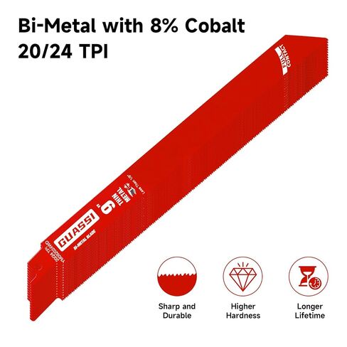 15 Pack 9 inch 20/24 TPI Reciprocating Saw Blade, Bi-Metal Sawzall Blades for Less 1/8" Thin Metal, PVC Nails Screw Soft Metal Steel Pipe, Longer Life Faster Smooth Cutting Speed, for Diablo DS0920BF in Kuwait