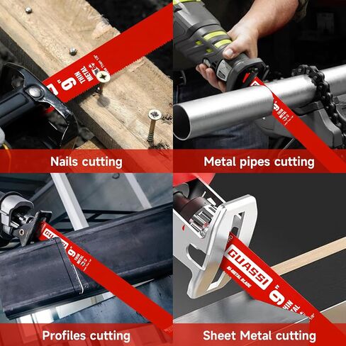 15 Pack 9 inch 20/24 TPI Reciprocating Saw Blade, Bi-Metal Sawzall Blades for Less 1/8" Thin Metal, PVC Nails Screw Soft Metal Steel Pipe, Longer Life Faster Smooth Cutting Speed, for Diablo DS0920BF in Kuwait