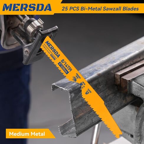25 Pack 9 Inch 8/14 TPI Reciprocating Saw Blades for Nail-Embedded Wood and Metal Cutting, Bi-Metal Sawzall Blades for Wood, 1/8-3/8 Medium Metals Demolition, Compatible with Diablo Sawzall Blade in Kuwait