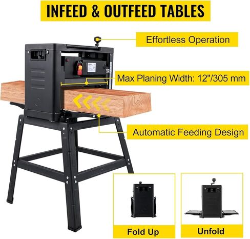 12 Inch Wood Planer 2000W Benchtop Thickness Portable Waterproof Dustproof Heavy Duty Woodworking with Stand HSS Blades in Kuwait