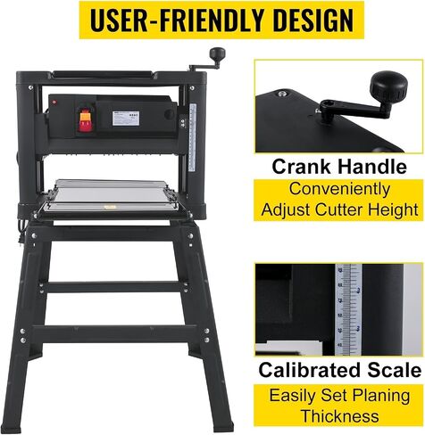 12 Inch Wood Planer 2000W Benchtop Thickness Portable Waterproof Dustproof Heavy Duty Woodworking with Stand HSS Blades in Kuwait