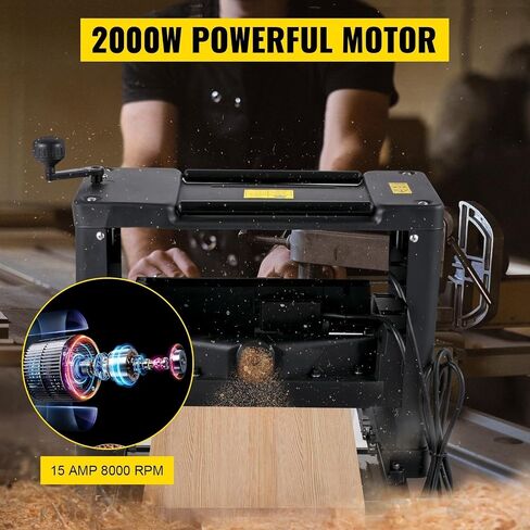 12 Inch Wood Planer 2000W Benchtop Thickness Portable Waterproof Dustproof Heavy Duty Woodworking with Stand HSS Blades in Kuwait
