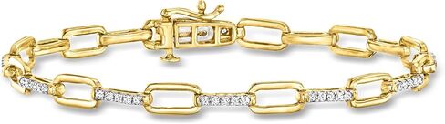 Ross-Simons 0.50 ct. t.w. Diamond Paper Clip Link Bracelet in 18kt Gold Over Sterling in Saudi Arabia