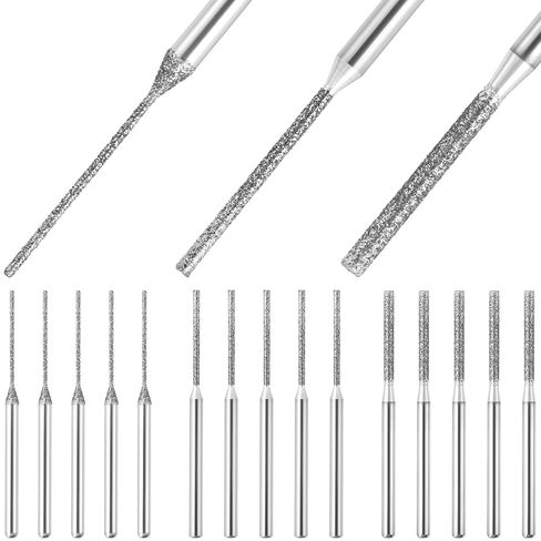 15 Pcs Diamond Drill Bits for Ceramic, 3 Sizes, Silver | Glass Drill Bit, Metal Diamond Tipped Drilling Bit for Grinding Holes Stone Jewelry in Kuwait