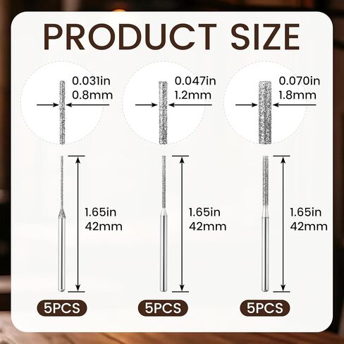 15 Pcs Diamond Drill Bits for Ceramic, 3 Sizes, Silver | Glass Drill Bit, Metal Diamond Tipped Drilling Bit for Grinding Holes Stone Jewelry in Kuwait