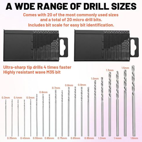 2 Set Metric Mini Micro Drill Bit Set, 40 Pcs Carburetor Jet Drill Bits Sets,0.3-1.6 mm Pin Twist Drills Bits with Case Small Drills Bitss Micro-Drill Bit Sets for Precision DIY Projects in Kuwait