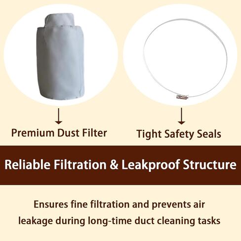Industrial Air Duct Dust Collector, 39.24 CFM High Suction, HVAC Duct Vacuum Cleaner, 2200 W Pure Copper Motor, Air Duct Cleaning Machine, 16.4 ft Extended Hose, 110 V/220 V in Kuwait