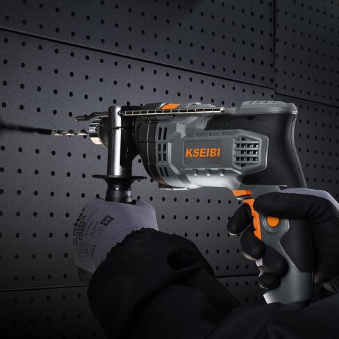 KSEIBI Hammer Drill 7.5 Amp, 1/2 Inch All-Metal Keyed Chuck, Corded Electric Impact Drill, Variable Speed 0-3000 RPM with Side Handle & Depth Gauge — Drills Concrete, Brick, Metal, Wood & Masonry in Kuwait