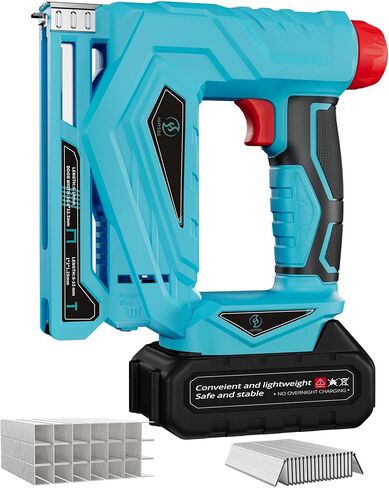 Cordless Nail Gun, 2-in-1 Brad Nailer & Staple Gun, 18V Battery Powered Electric Nailer with 2000PCS Nails & Staples, Single/Contact Firing for Upholstery, DIY, Home Repair & Carpentry in Kuwait