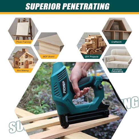 FIDISP Electric Nail Gun 18 Gauge, Heavy-Duty 2 in 1 Brad Nailer & Staple Gun –120V, Includes 2000 Pcs Brad Nails + Crown Staples for Carpentry, Upholstery, DIY in Kuwait
