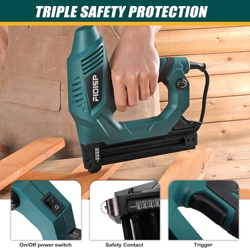 FIDISP Electric Nail Gun 18 Gauge, Heavy-Duty 2 in 1 Brad Nailer & Staple Gun –120V, Includes 2000 Pcs Brad Nails + Crown Staples for Carpentry, Upholstery, DIY in Kuwait