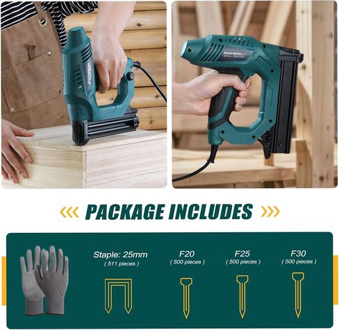 FIDISP Electric Nail Gun 18 Gauge, Heavy-Duty 2 in 1 Brad Nailer & Staple Gun –120V, Includes 2000 Pcs Brad Nails + Crown Staples for Carpentry, Upholstery, DIY in Kuwait