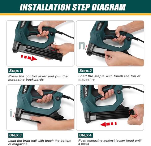 FIDISP Electric Nail Gun 18 Gauge, Heavy-Duty 2 in 1 Brad Nailer & Staple Gun –120V, Includes 2000 Pcs Brad Nails + Crown Staples for Carpentry, Upholstery, DIY in Kuwait