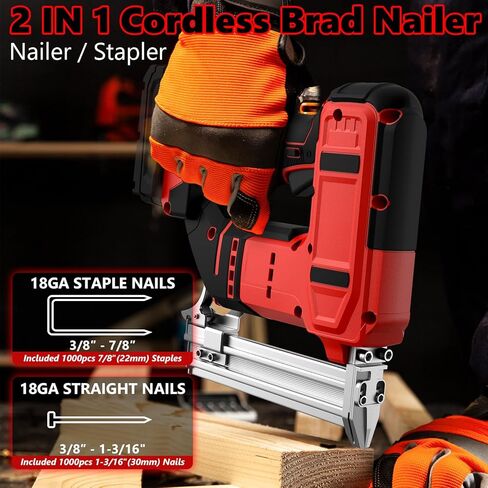 18 Gauge Cordless Brad Nailer Compatible with Milwau-kee Battery, 2 in 1 Electric Nail Gun Battery Powered with 2000 Nails for Wood Carpentry, DIY & Home Improvement(Tool Only, No Battery) in Kuwait