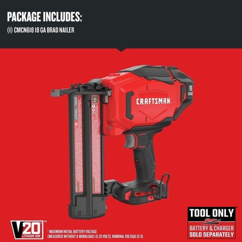 CRAFTSMAN CMCN618BR V20 Lithium-Ion 18-Gauge Cordless Brad Nailer (Tool Only) (Renewed) in Kuwait