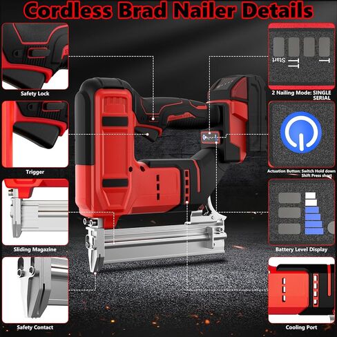 18 Gauge Cordless Brad Nailer Compatible with Milwau-kee Battery, 2 in 1 Electric Nail Gun Battery Powered with 2000 Nails for Wood Carpentry, DIY & Home Improvement(Tool Only, No Battery) in Kuwait