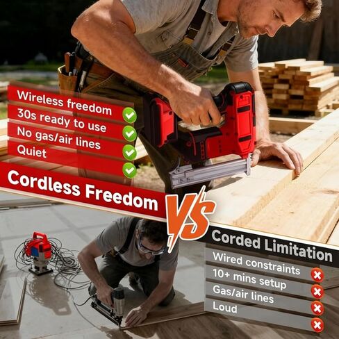 2-in-1 Cordless 18GA Nail Gun/Staple Gun, Compatible with Milwaukee 18V Battery (No Battery), Electric Brad Nailer/Stapler Battery Powered with 1200 Nails/Staples for Upholstery, Woodworking and DIY in Kuwait