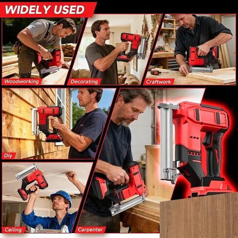 2-in-1 Cordless 18GA Nail Gun/Staple Gun, Compatible with Milwaukee 18V Battery (No Battery), Electric Brad Nailer/Stapler Battery Powered with 1200 Nails/Staples for Upholstery, Woodworking and DIY in Kuwait