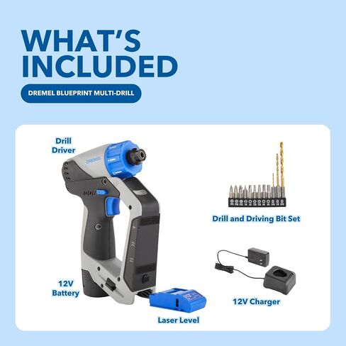 Dremel Blueprint 12V Bundle - Portable Saw Station with Brushless Compact Circular and Multi-Purpose Cutting Case + 3in1 Cordless Drill Driver with Integrated Stud Finder and Detachable Laser Level in Kuwait