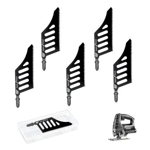 T142HB T-Shank Flush Cut Jigsaw Blades for Wood, HCS, 5 Pcs | 90° Flush Cut | HCS Three-Sided Grinding | Fast Chip Removal | T-Shank Universal | 5 Pcs with Case in Kuwait