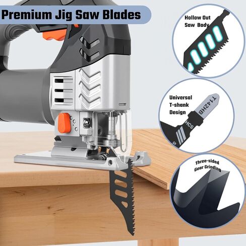 T142HB T-Shank Flush Cut Jigsaw Blades for Wood, HCS, 5 Pcs | 90° Flush Cut | HCS Three-Sided Grinding | Fast Chip Removal | T-Shank Universal | 5 Pcs with Case in Kuwait