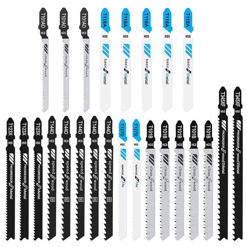 25Pcs Jigsaw Blade Set Assorted T-Shank Replacement Jig Saw Blade | Jig-Saw Blades Assortment, Jigsaw-Blade for Metal, Jigsaws Tool, for Cutting Wood Plastic Metal in Kuwait