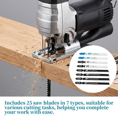 25Pcs Jigsaw Blade Set Assorted T-Shank Replacement Jig Saw Blade | Jig-Saw Blades Assortment, Jigsaw-Blade for Metal, Jigsaws Tool, for Cutting Wood Plastic Metal in Kuwait