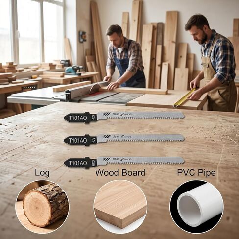20 PCS T101AO T-Shank Jigsaw Blades, 3.2 Inches Jig Saw Bladefor Wood High Carbon Steel 20 Tpi Curved Fine Finish for Metal Plastic Wood Cutting in Kuwait