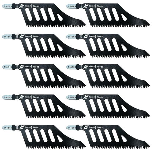 10-Pack T142HB T Shank Jigsaw Blades Set, High Carbon Steel Jig Saw Blades for Soft Wood Cutting, Flush Cut Jigsaw Blade for Plywood Plastics Fiberboard, Universal Professional Power Tool Accessories in Kuwait