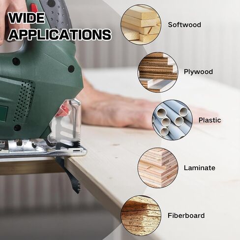 10-Pack T142HB T Shank Jigsaw Blades Set, High Carbon Steel Jig Saw Blades for Soft Wood Cutting, Flush Cut Jigsaw Blade for Plywood Plastics Fiberboard, Universal Professional Power Tool Accessories in Kuwait