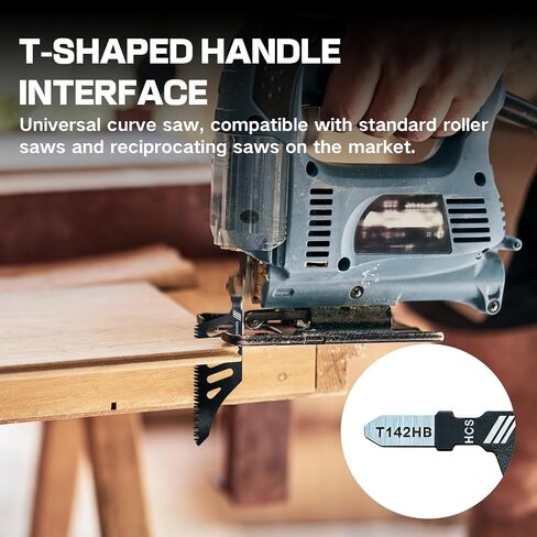 10-Pack T142HB T Shank Jigsaw Blades Set, High Carbon Steel Jig Saw Blades for Soft Wood Cutting, Flush Cut Jigsaw Blade for Plywood Plastics Fiberboard, Universal Professional Power Tool Accessories in Kuwait