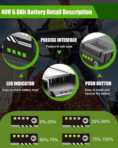 2 Pack 40V 6.0Ah Lithium Ion Battery Replacement for Ryobi 40V Battery OP4060A1 0P40601 0P4075A OP4050A OP4026A OP40201 0P4040 0P401 Compatible with Ryobi 40V Cordless Power Tools in Kuwait