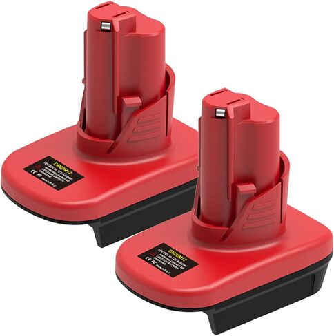 2 Pack Battery Adapter for Milwaukee M12 12V Tools, Compatible with DeWalt 20V MAX and Milwaukee M18 18V Batteries, M18 to M12 Battery Converter for Cordless Power Tools, Adapter Only in Kuwait