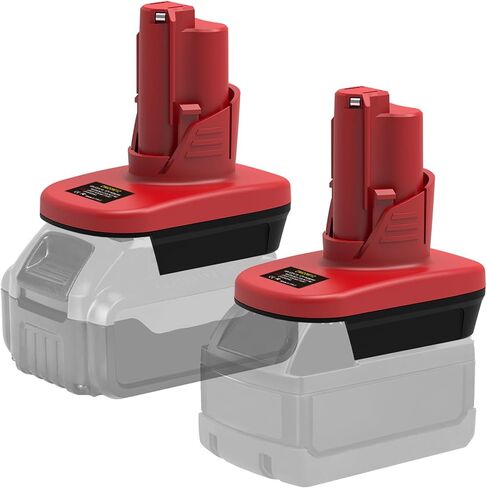 2 Pack Battery Adapter for Milwaukee M12 12V Tools, Compatible with DeWalt 20V MAX and Milwaukee M18 18V Batteries, M18 to M12 Battery Converter for Cordless Power Tools, Adapter Only in Kuwait