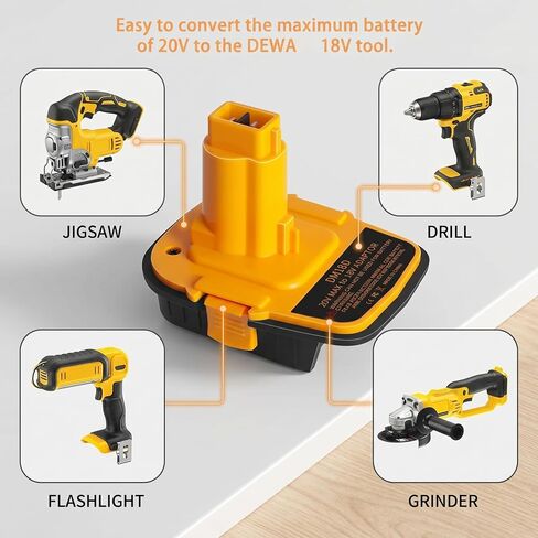 for Dewalt Power Adapter 18V Tool Convert to 20V Battery Adaptor | tight latch, heat-resistant shell, stable current, ideal DIY & workshop use in Kuwait